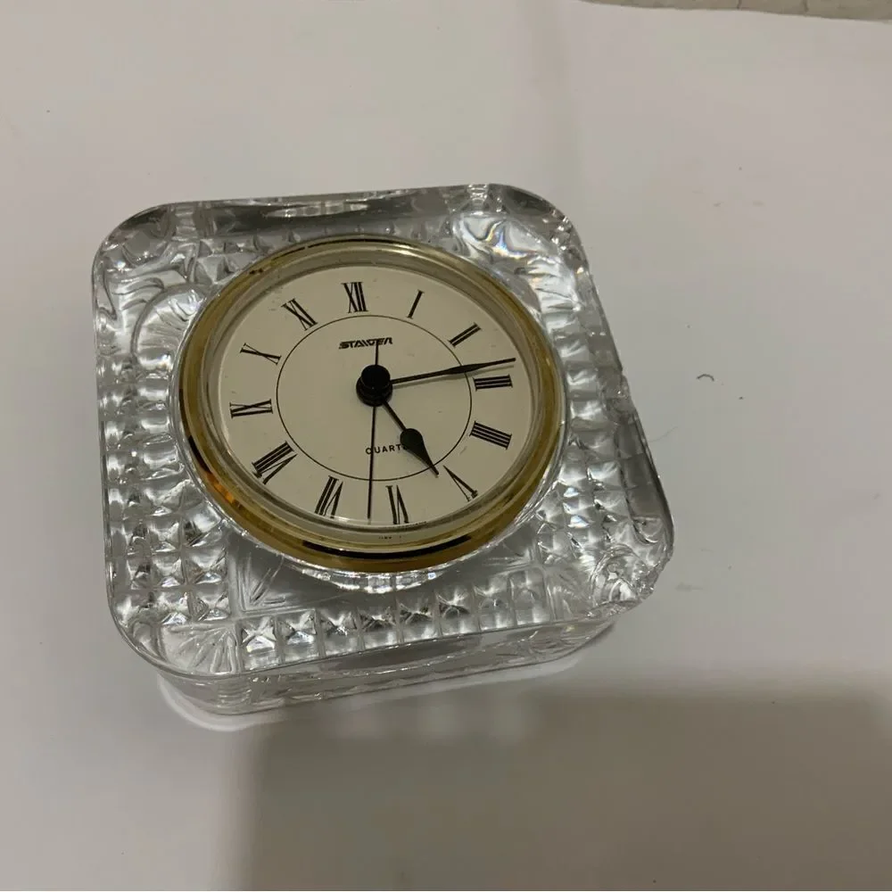 Staiger Quartz Lead Crystal Clock West Germany Movement - Crystal Made in France